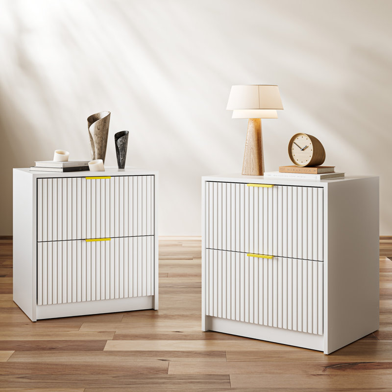 Nightstand With 2 Drawers (set Of 2), White
