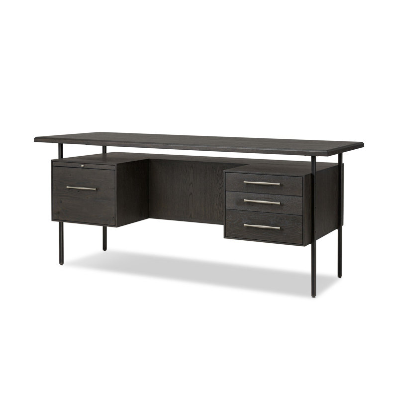 Bina Computer Desk, Charcoal Oak/Black