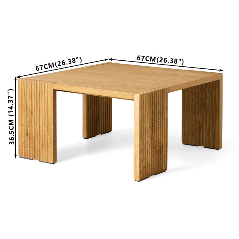 Burrell Sqaure Real Wood Veneer Coffee Table, 14.37" H x 26.38" L x 26.38" W
