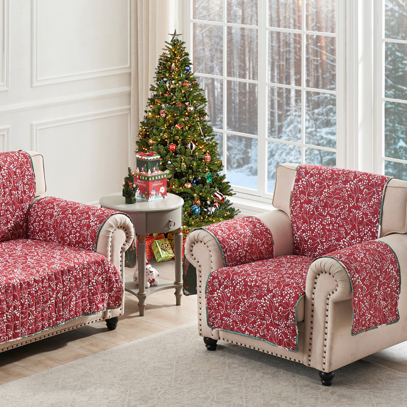 Holiday Forest Green and Red Reversible Chair Cover