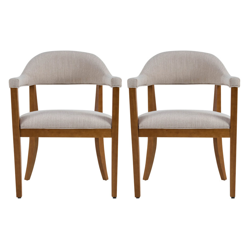 Structure en bois avec chaises rembourrées avec accoudoirs (ensemble de 2), Noyer