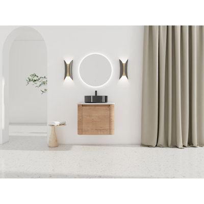 24'' Bathroom Vanity With Ceramic Art Sink, Plywood Base, Smooth Surface Cleaning Maintenance Ease , Material, Quiet Usage