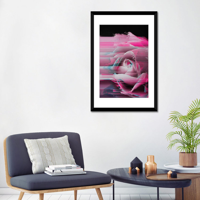 « rosa rosae », impression sur toile, H 24 po x l 16 po x P 1 po, Papier d'art encadré noir, Blanc