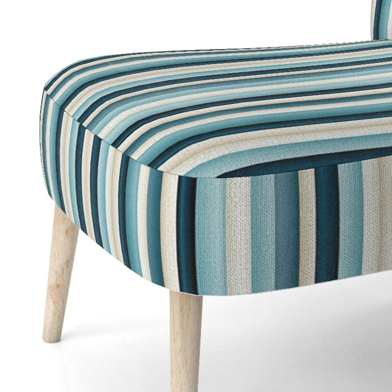 Chaise d'appoint rembourrée à rayures bleues et bleues Harmony
