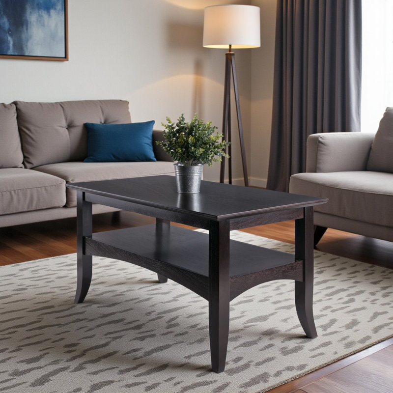 Camden Rectangular Coffee Table with Four Legs in Brown Finish, 17.85'' H X 33.5'' W X 18.5'' D