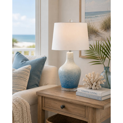 Lampe de table en verre Mist - 63,5 cm (25 po) - Finition bleue