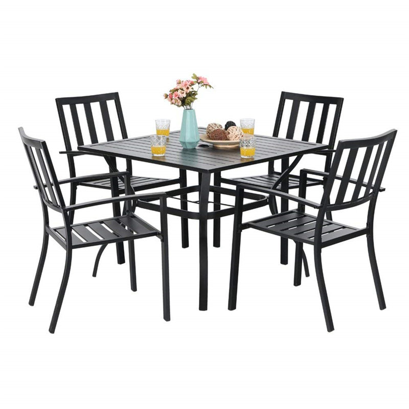 Jacqualin Stacking Patio Dining Armchair with Cushion