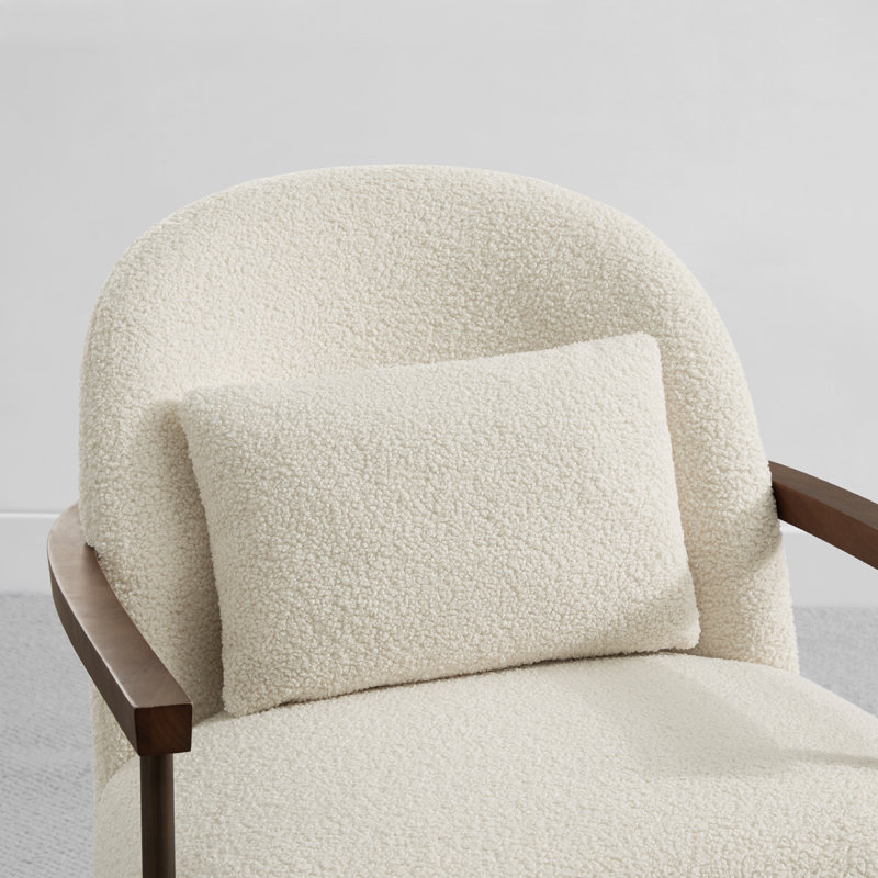 Mariona Faux Sherpa Upholstered Accent Chair with Lumbar Pillows, Ivory