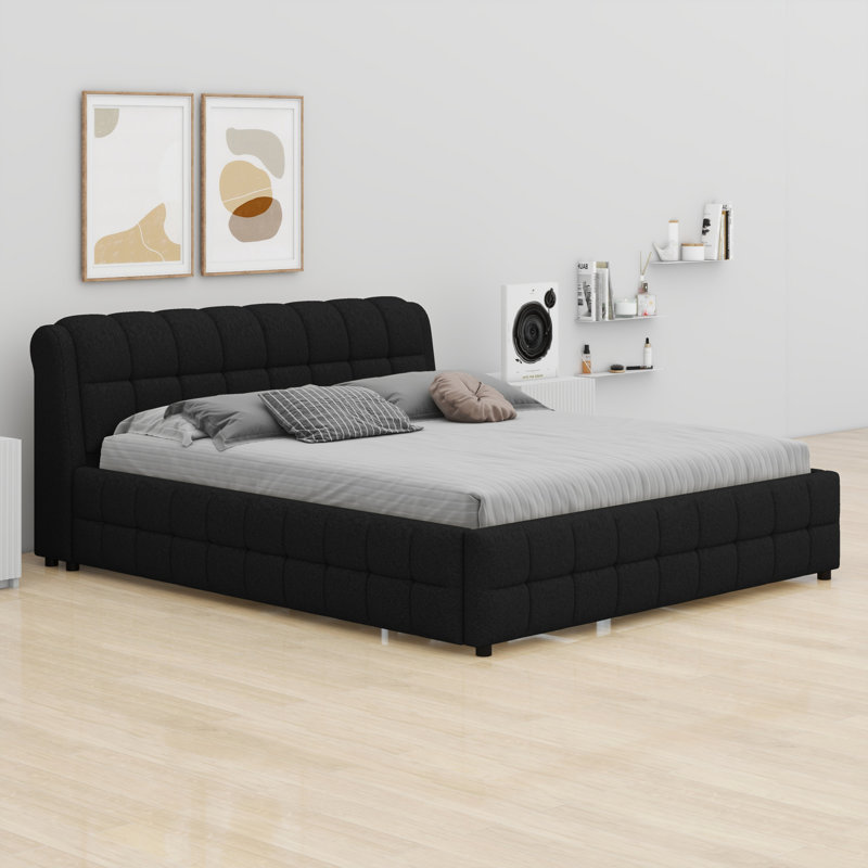 Lit plateforme tapissier Contemporary, Noir