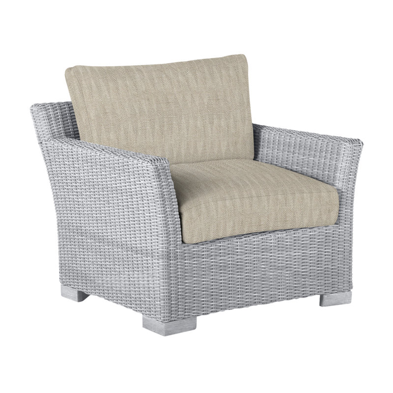 Club Patio Chair with Cushions, Oyster, No Welt, Herringbone Sand