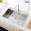 Évier de cuisine en acier inoxydable, 30 po x 22 po Évier simple, fait à la main, brossé, avec planche à découper, passoire, grille