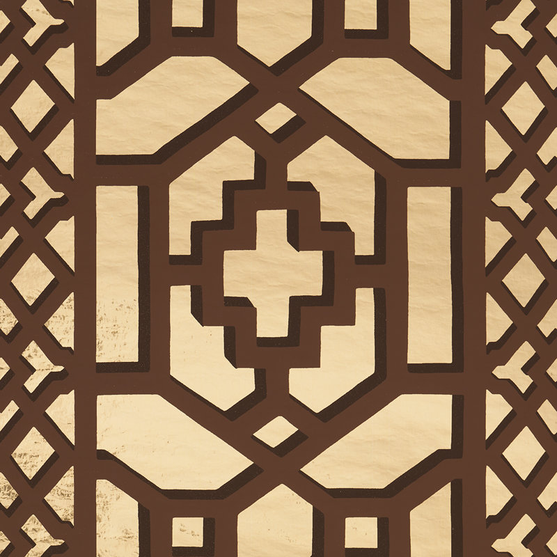 Zanzibar Trellis Mylar Wallpaper, Gold Mylar