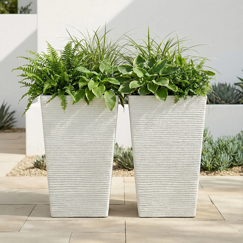 Pots de jardin décoratifs modernes pour l'intérieur et l'extérieur, Blanc