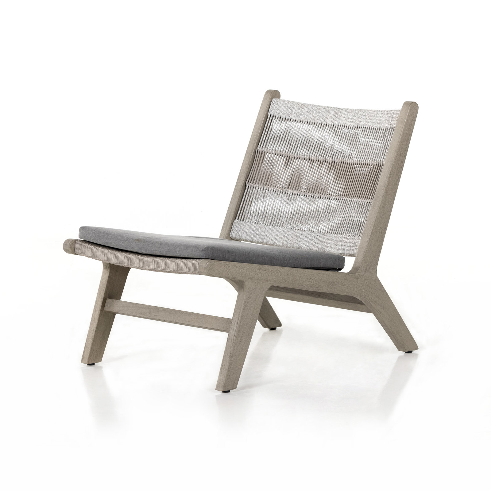 Shea Outdoor Armless Lounge Chair, Weathered Gray, Heathered Gray Rope