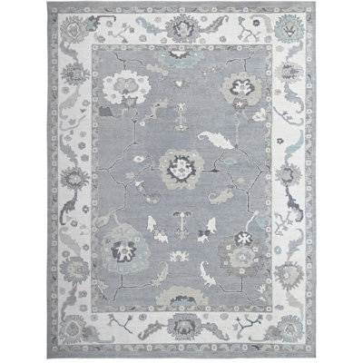 Tapis ivoire et argent noué à la main de haute qualité