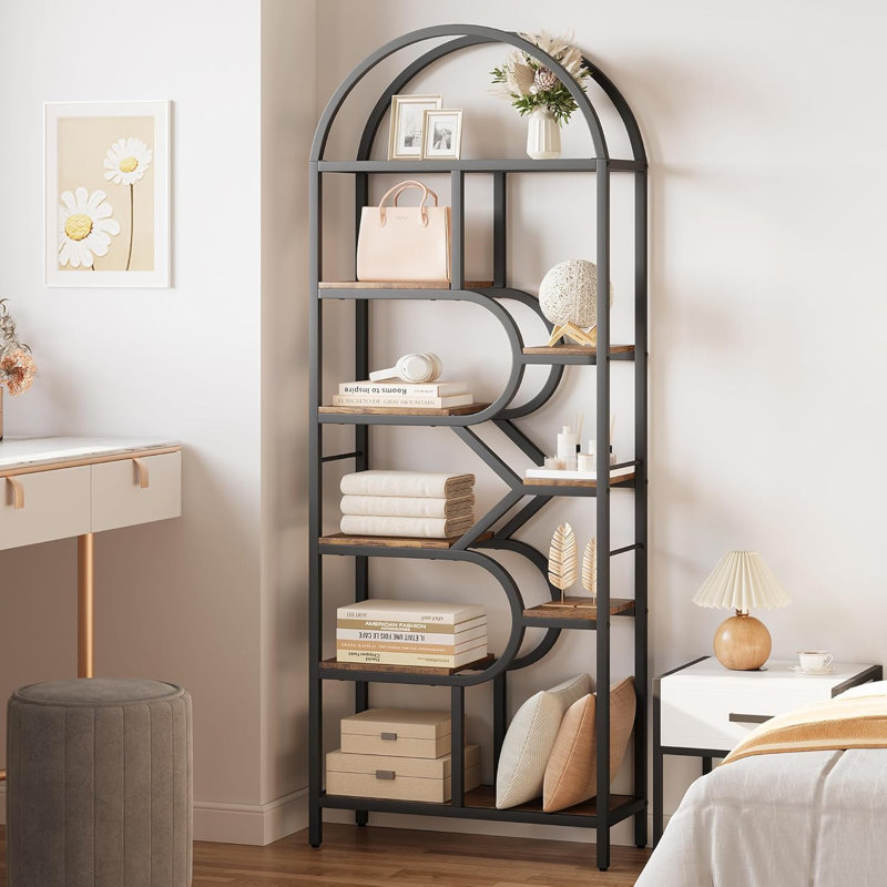 207.52cm H x 75.94cm W Steel Bookcase, Black