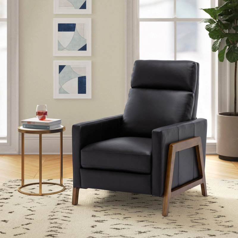 Fauteuil inclinable Bosse en cuir véritable, Cuir véritable noir