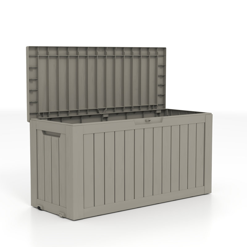 Decksplore 75 Gallon Water-resistant Lockable Deck Box With Rollers For Easy Mobility., Brown