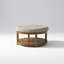 Grand repose-pieds capitonné rond avec tablette de rangement, repose-pieds multifonctionnel et table basse
