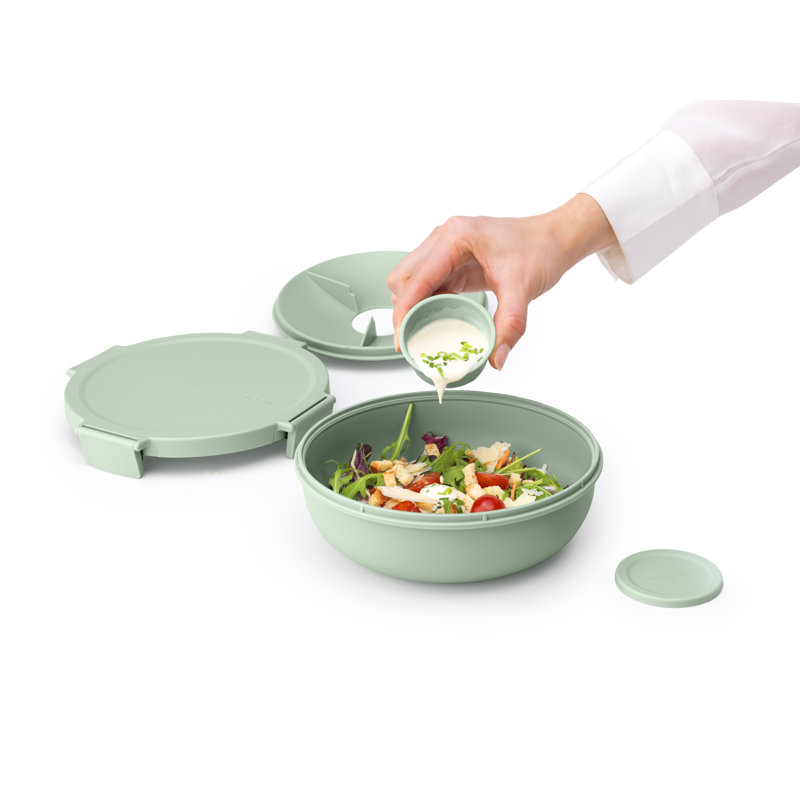 Brabantia Make & Take Salad Bowl, Leakproof, 44 fl oz (1.3 Liter), Jade Green