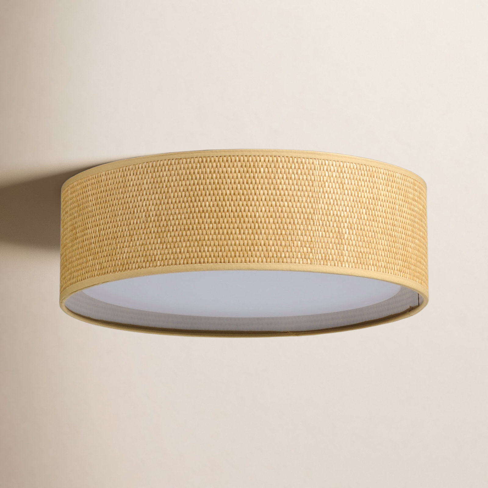 Jessalyn Single Light LED Flush Mount, Grass Cloth, 5.5" H x 16" W x 16" D