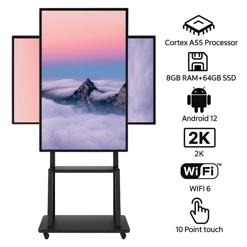 JYXCN Interactive Smart Board 49", 4K Touch Screen Digital Electronic Calendar All-In-One Smartboard Touchscreen Dual OS for School & Business