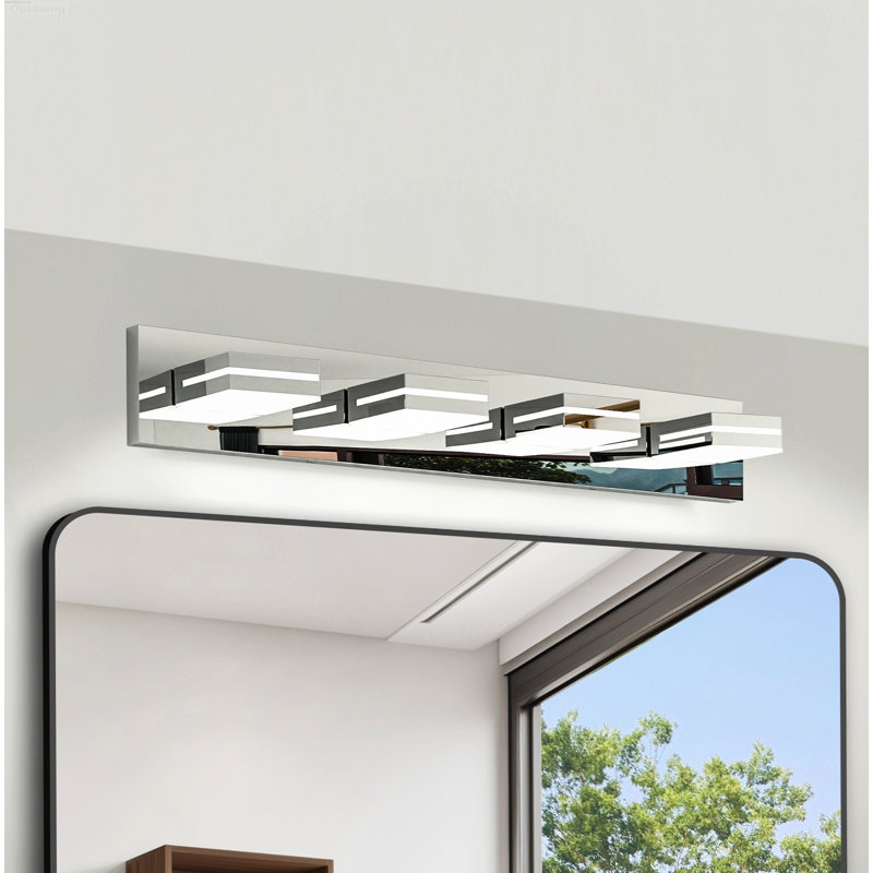 Éclairage pour meuble-lavabo rotatif moderne à 4 lumières DEL avec luminosité réglable chrome, Chrome chrome, 4