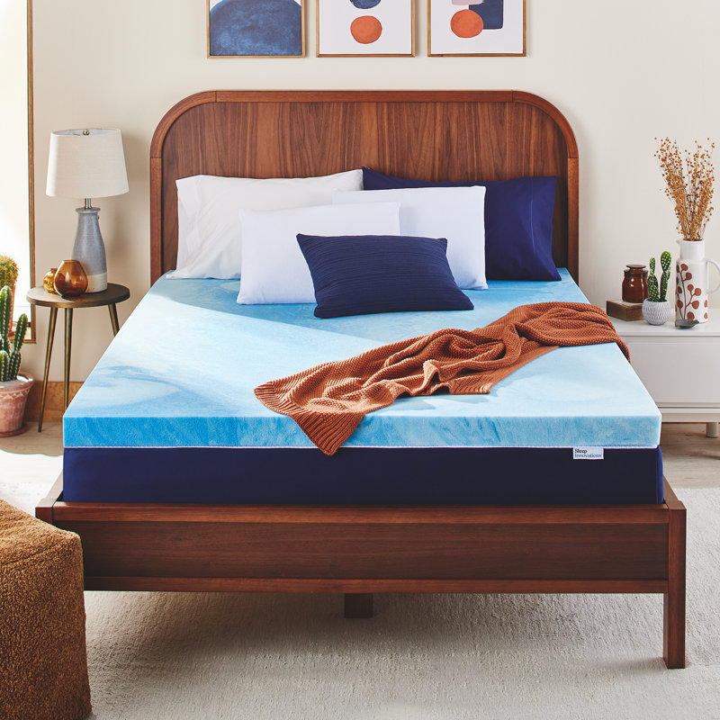 Full Size Blue Gel Memory Foam Mattress Topper