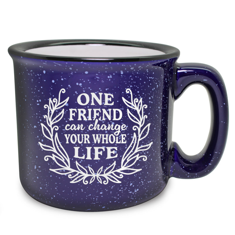 Tasse de camp en céramique gravée au sable One Friend Can Changez, 15 oz