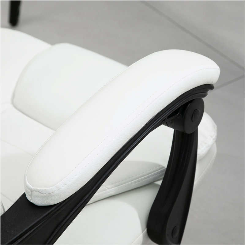 Vinsetto 7-Point Vibrating Massage Office Chair, High Back Executive Recliner with Lumbar Support, White