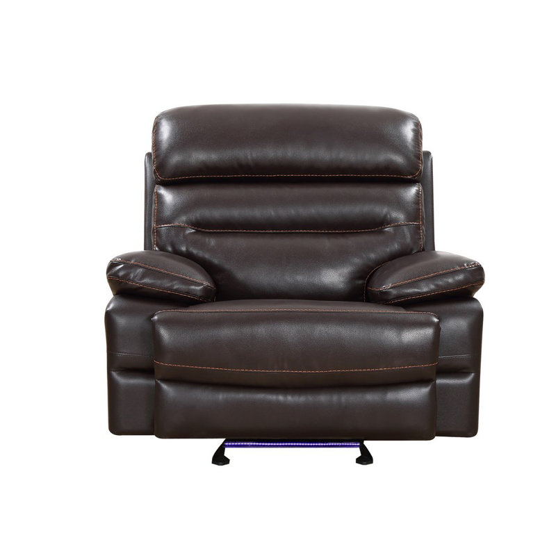 Luxurious 43" Brown Faux Leather Power Recliner with Metal Base