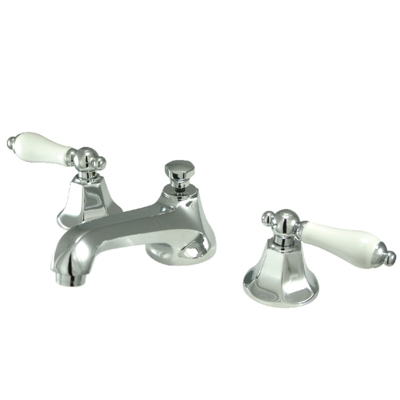 Robinet de salle de bain espacé à deux poignées à 3 poignées avec bonde escamotable en laiton Kingston, Chrome 1