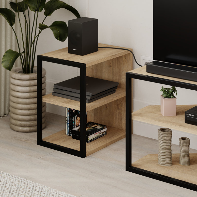 Echo TV Unit 3-Piece Set with 2 Side Tables Versatile Design for Living Rooms, Sapphire Oak