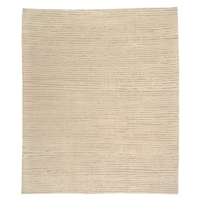 Wool Striped Area Rug in Beige/Neutral