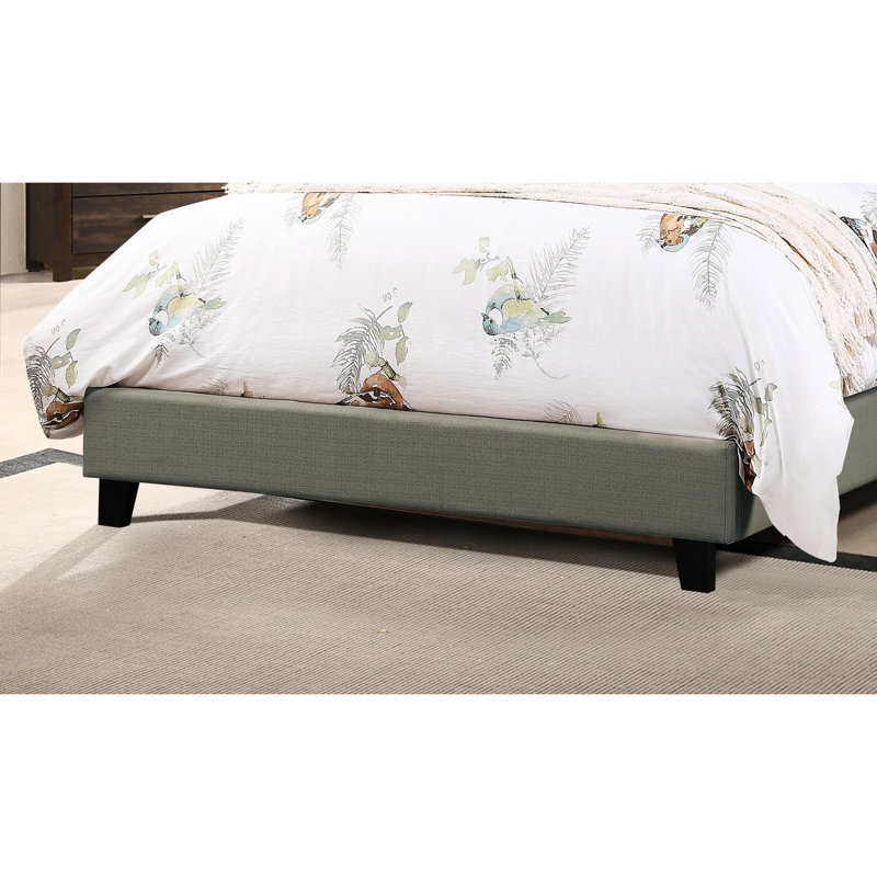 Lit double transitionnel gris, tapissier avec tête de lit arquée et tête de lit contemporaine en polyfibre, magnifique