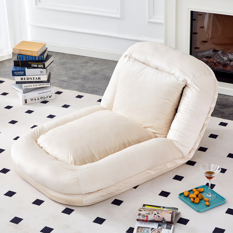Méridienne pliante avec 5 positions réglables Méridienne moelleuse pour jouer, méditer et se détendre, Flanelle beige