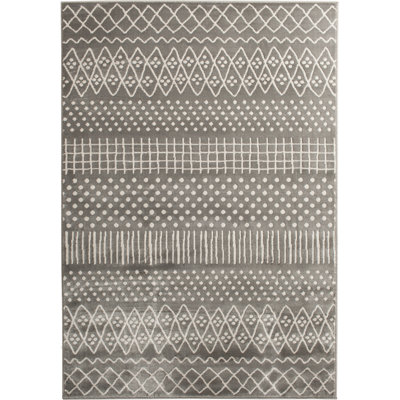 Tapis à motif géométrique gris argenté / bouleau Bejaano
