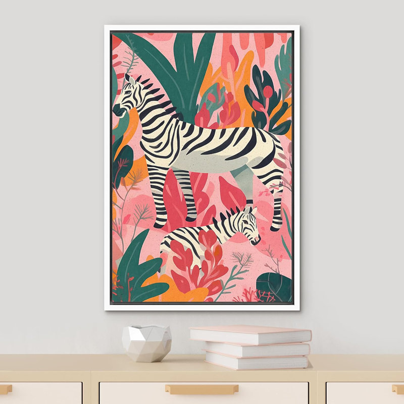 Animaux lumineux de style BCBG safari zèbre, jungle tropicale, animaux de la chambre, style bohème moderne, Blanc
