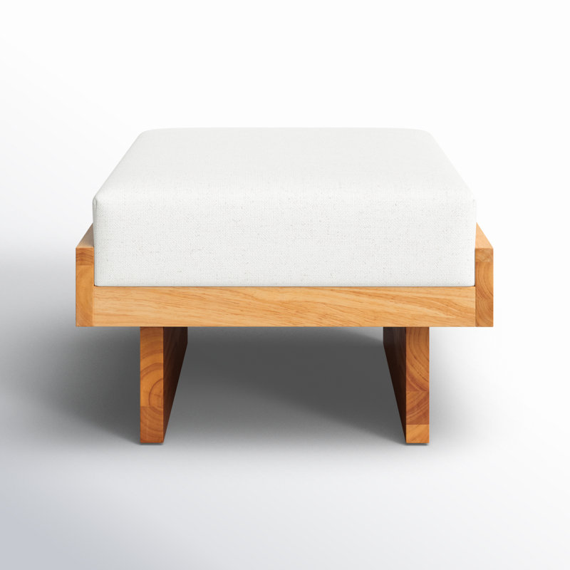 Robbie Upholstered Ottoman, Ivory Linen