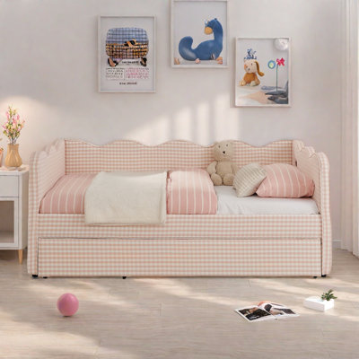 Cozy Daybed With Trundle, Usb Port And Adorable Wave Shaped