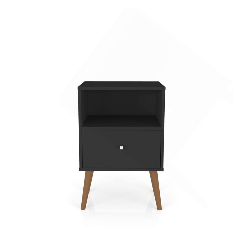 18" Nightstand In Black (1-Drawer), Black