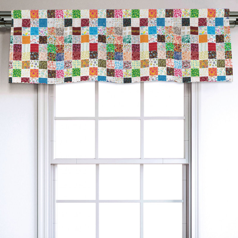 Sateen Geometric Ruffled Window Valance