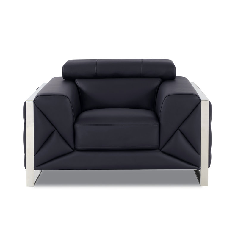 Chaise en cuir italien à grain supérieur, Noir