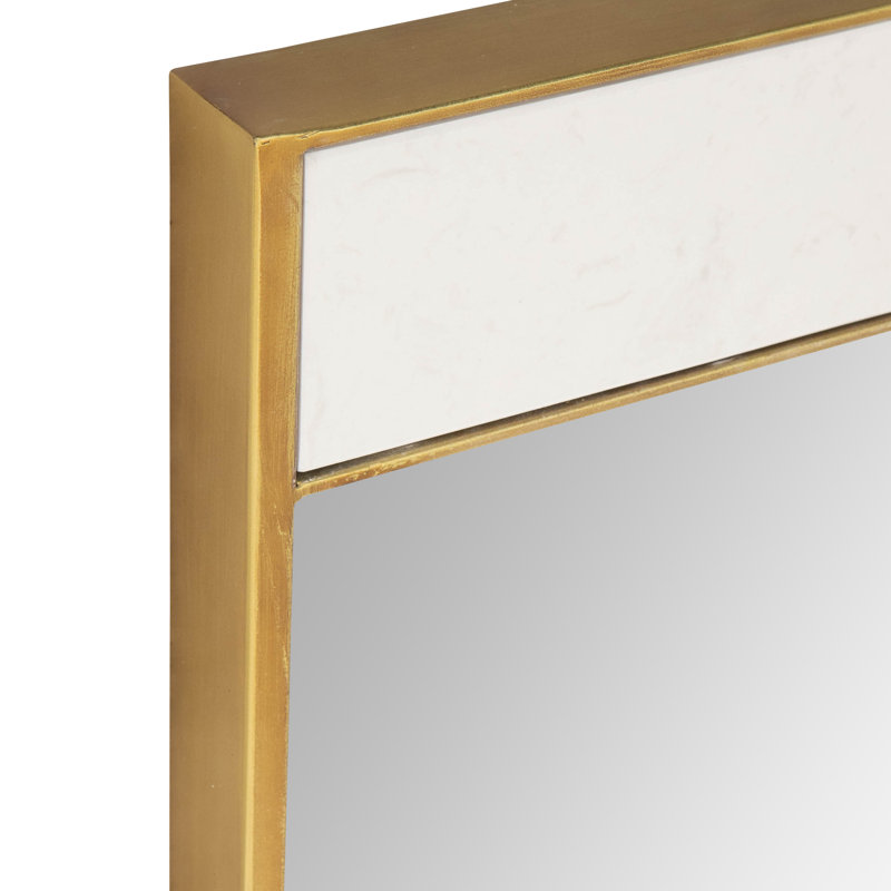 Lina Rectangular Metal Wall Mirror with Marble, Wall Mirror