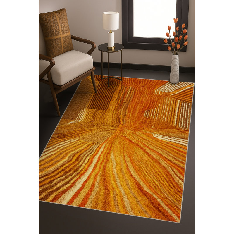Tapis bleu tissé lavable rétro Mosso, 3'3" x 9'10"