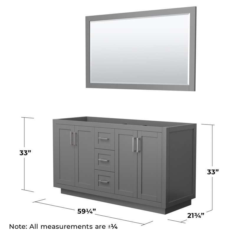 Miranda 60" Dark Gray Double Freestanding Bathroom Vanity