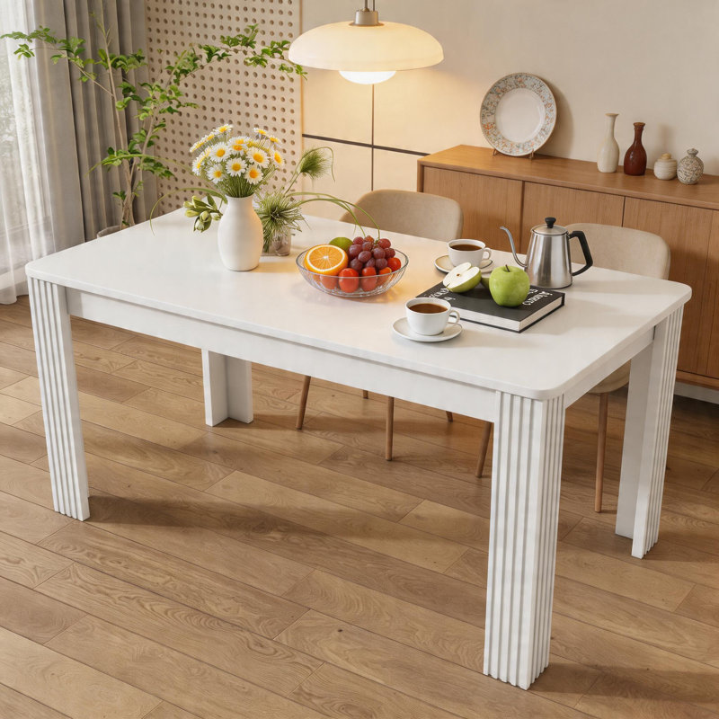 4 Seater MDF Dining Table, Modern Rectangle Wooden Kitchen Dining Room Table, Heavy Duty 130KG Load Small Coffee Table, Easy Assembly Dinner Furniture for Home Kitchen Living Room Cafe Office