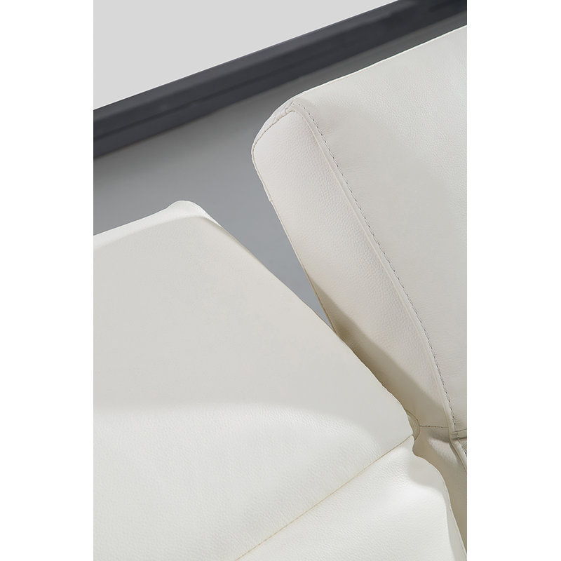 White Italian Leather 4-Piece Sectional with Adjustable Headrest