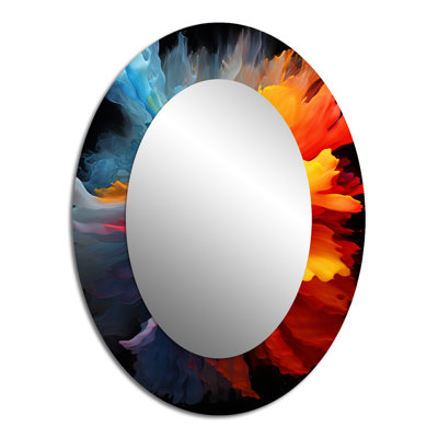Rainbow Shades Of Colorlessness - Landscapes Oval Decorative Mirror On Metal
