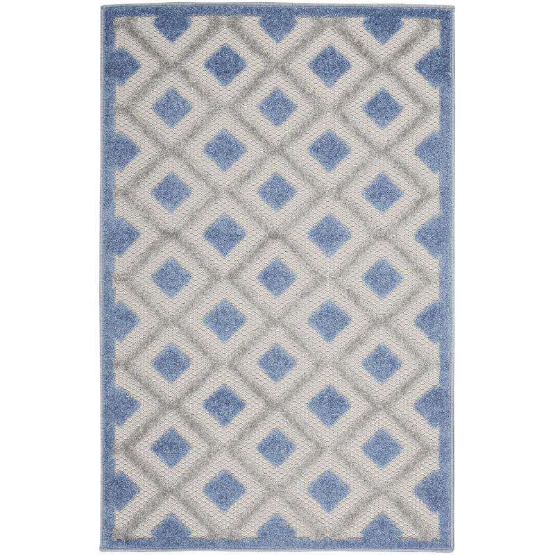 Tapis bleu Newton Houndstooth, Rectangle 2 pi 8 po x 4 pi